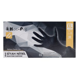 Haspet Siyah Nitril Muayene Eldiveni
