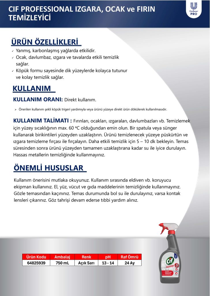 Cif Professional Fırın Ocak Izgara Temizleyici Sprey 750 ML