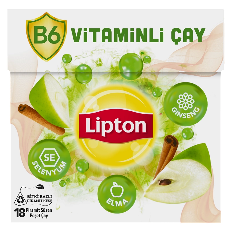 Lipton B6 Vitaminli Bitki ve Meyve Çayı Elma Aromalı 18'li Paket